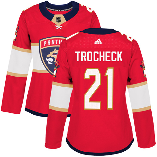 Adidas Florida Panthers #21 Vincent Trocheck Red Home Authentic Women Stitched NHL Jersey